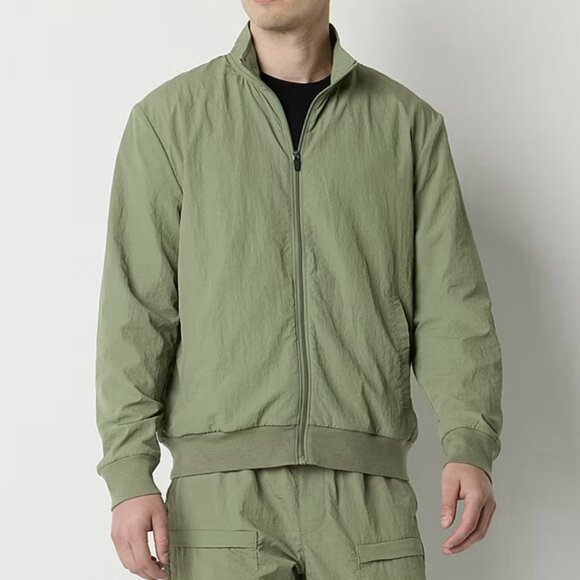 Xersion Men's Bomber Jacket Size M Green Full Zip Track Pockets Woven NWT $55 - Picture 2 of 15